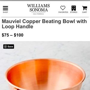 Williams Sonoma Copper Mixing Bowl